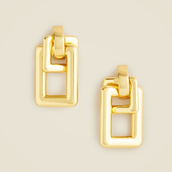 New JCREW Oversized Double-Square Link Earrings in Gold $59 CB811 - Picture 1 of 2